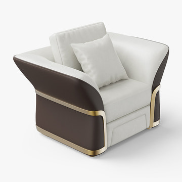 Cassandra Common Luxury Brown & White Modern PU Leather Club Armchair for Living Room