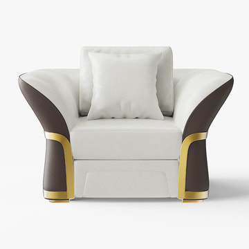 Cassandra Common Luxury Brown & White Modern PU Leather Club Armchair for Living Room