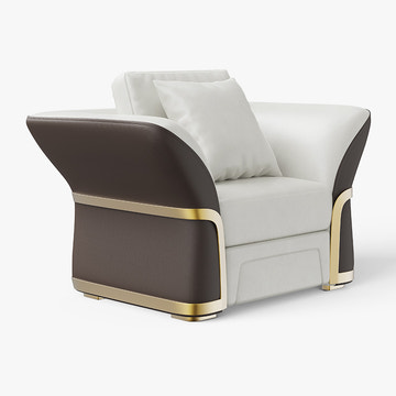 Cassandra Common Luxury Brown & White Modern PU Leather Club Armchair for Living Room