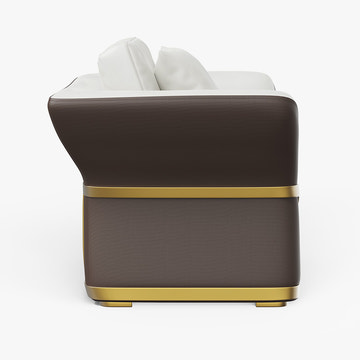 Cassandra Common Luxury Brown & White Modern PU Leather Club Armchair for Living Room