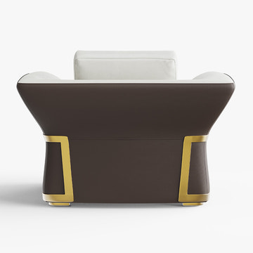 Cassandra Common Luxury Brown & White Modern PU Leather Club Armchair for Living Room