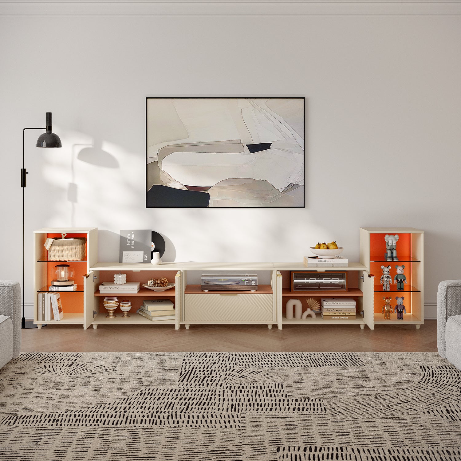 V,{Beige?with LED Lights?124"}