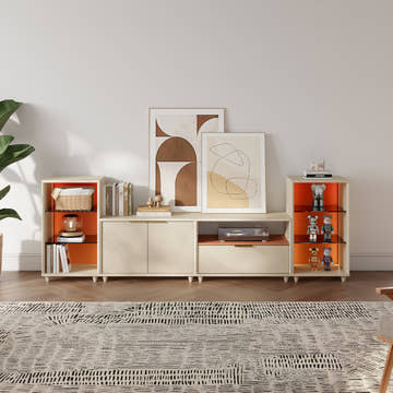 V,{Beige?with LED Lights?94.6