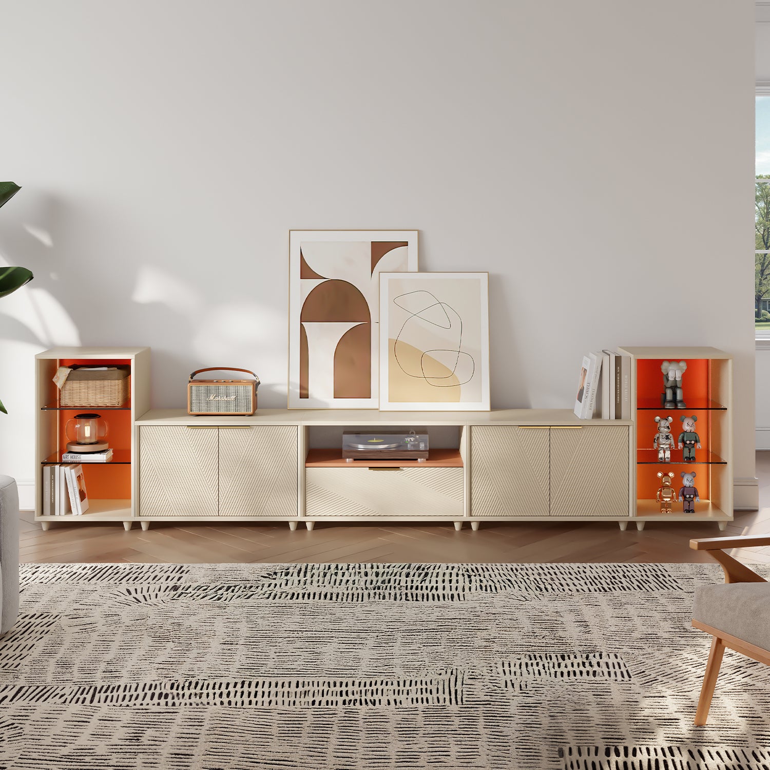 V,{Beige?with LED Lights?124"}