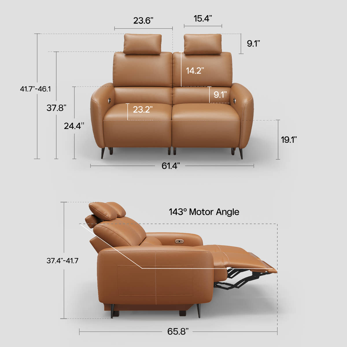 Aliving Home Massage Power Leather Reclining Sofa with Adjustable Headrest