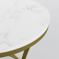 Sophie Common Luxury Marble Small White Side Tables with X-Base