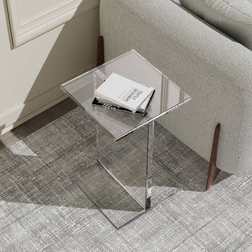 Thomas Modern Small Clear Acrylic Side Table for Couch