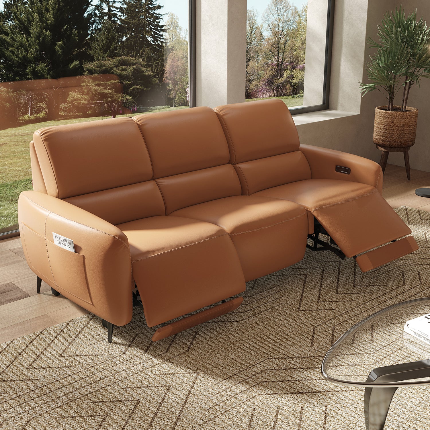 Three Seater Power Recliner Leather Sofa | Aliving Home AeroStretch