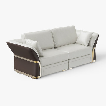 Cassandra Common Luxury PU Leather Brown & White Sofa