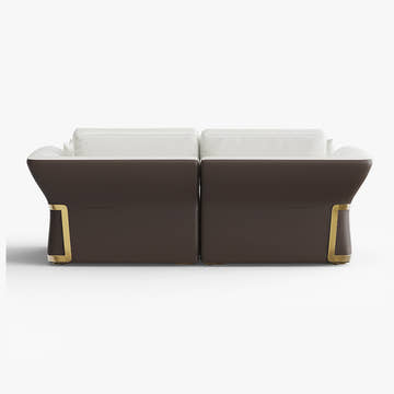 Cassandra Common Luxury PU Leather Brown & White Sofa
