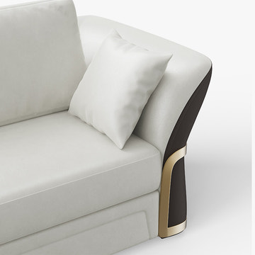 Cassandra Common Luxury PU Leather Brown & White Sofa