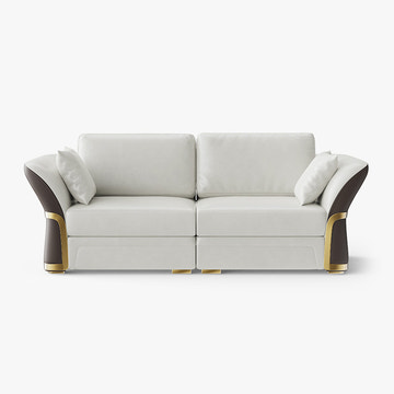 Cassandra Common Luxury PU Leather Brown & White Sofa