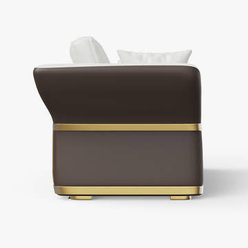 Cassandra Common Luxury PU Leather Brown & White Sofa