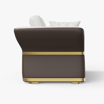 Cassandra Common Luxury PU Leather Brown & White Sofa