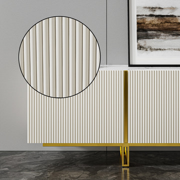 Cassandra Common Luxury Off White Large Media Console 86.7 inch TV Stand with Storage