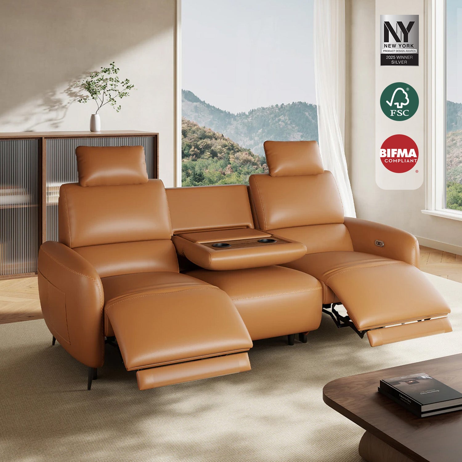 Aliving Home Massage Power Leather Reclining Sofa with Adjustable