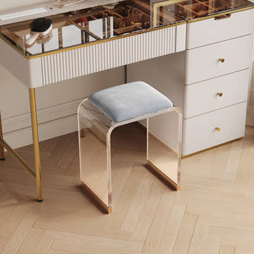 Sophie Common Luxury Acrylic Small Ottoman Stool  for Dorm Room White