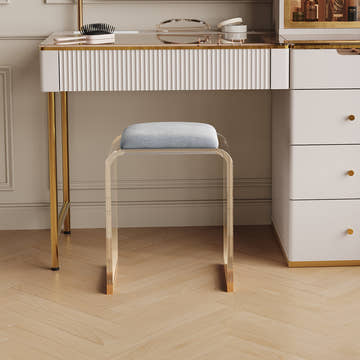 Sophie Common Luxury Acrylic Small Ottoman Stool  for Dorm Room White