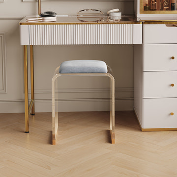 Sophie Common Luxury Acrylic Small Ottoman Stool  for Dorm Room White