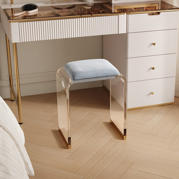 Sophie Common Luxury Acrylic Small Ottoman Stool  for Dorm Room White