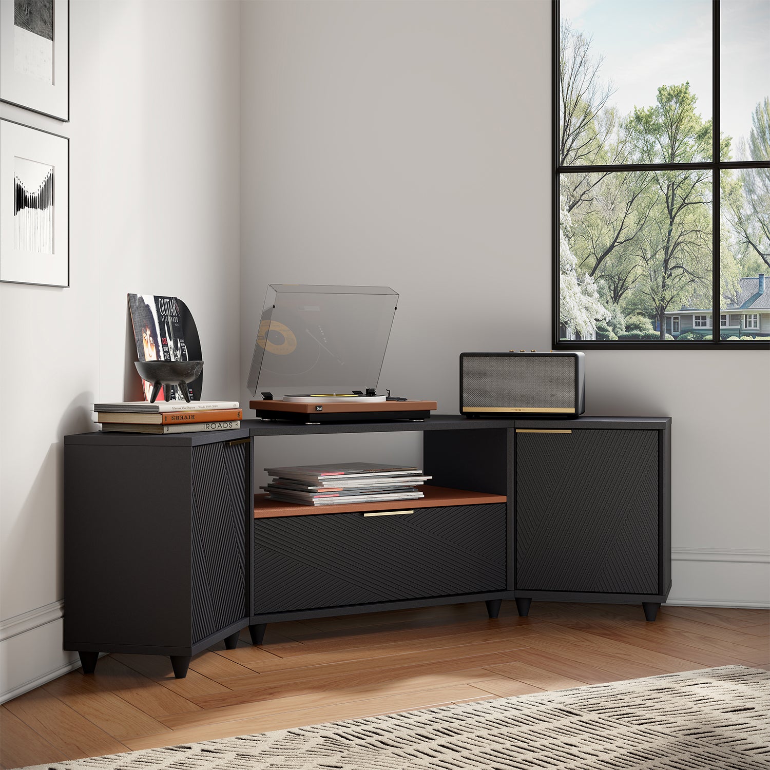 V,{Black?Corner Design?66.2"}