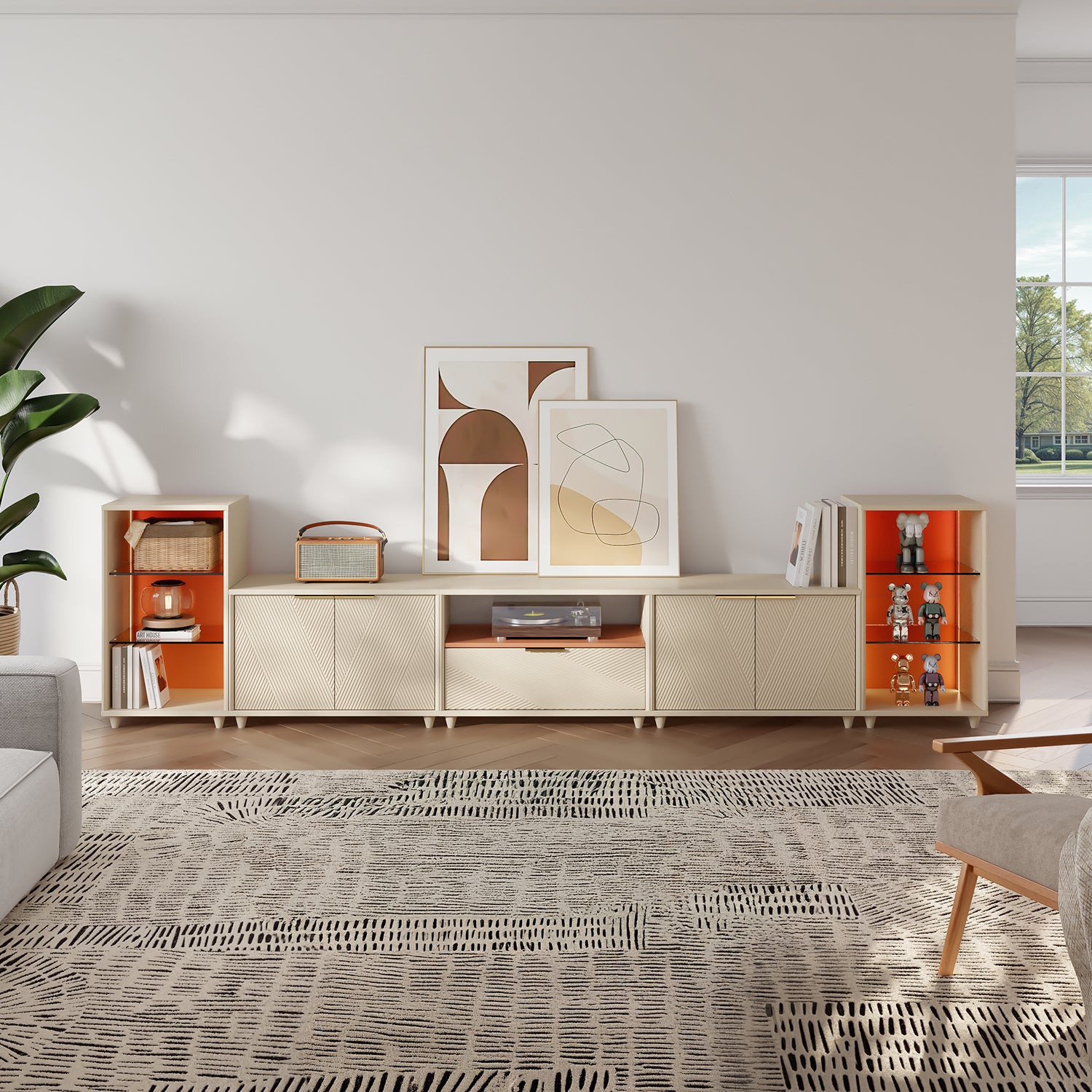 V,{Beige?with LED Lights?124"}
