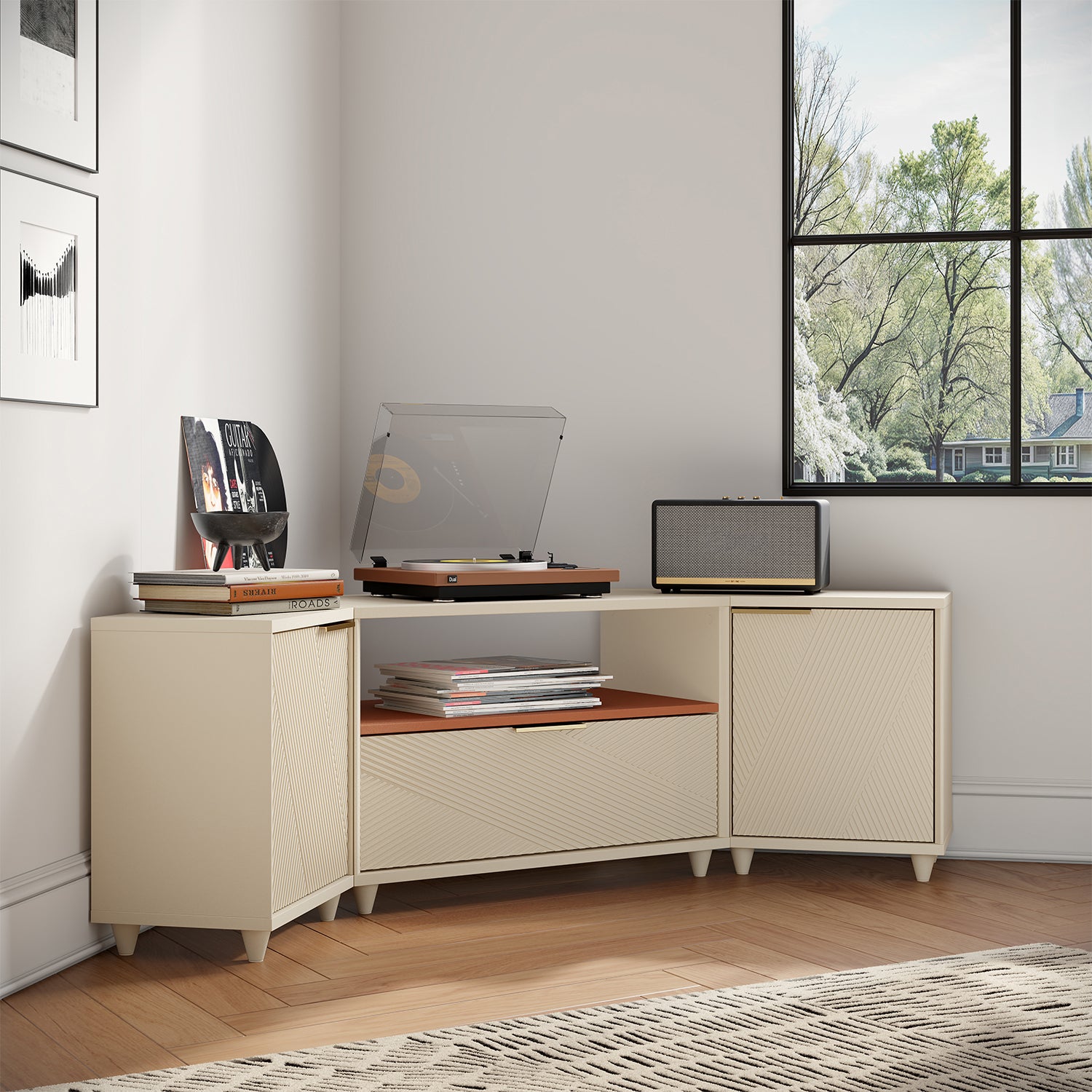 V,{Beige?Corner Design?66.2"}