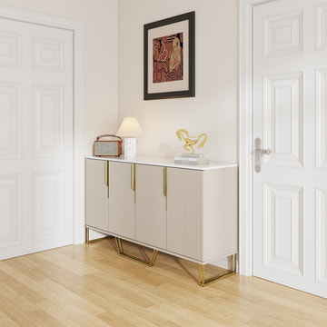 Cassandra Common Luxury 59.1 Inch White Sideboard Modern Buffet Table with Storage