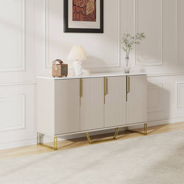 Cassandra Common Luxury 59.1 Inch White Sideboard Modern Buffet Table with Storage