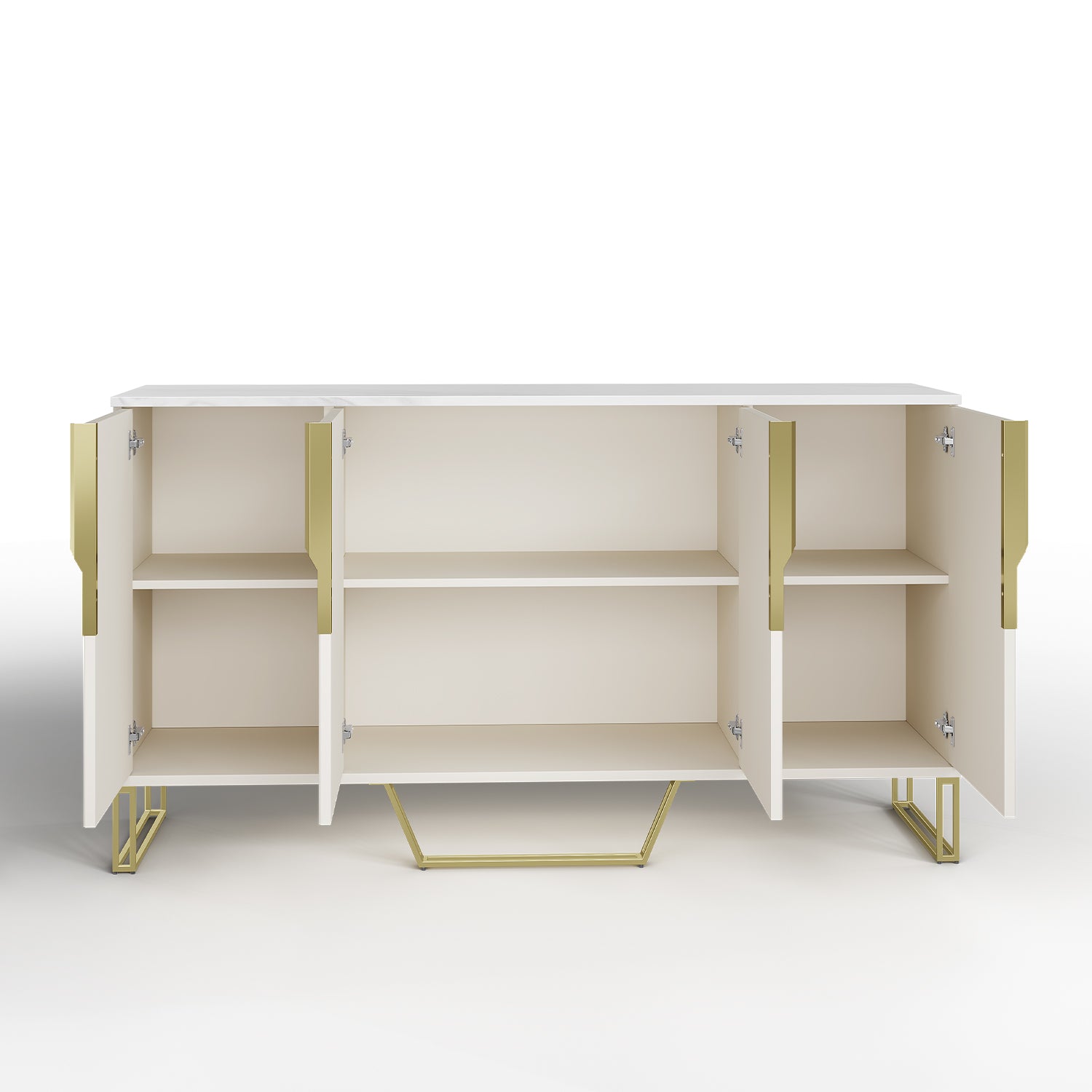 Cassandra Common Luxury 59.1 Inch White Sideboard Modern Buffet Table with Storage