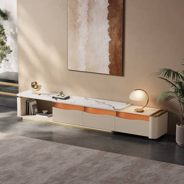 GlowStream Extendable TV Stand with LED Lights and Storage (70″-95″)