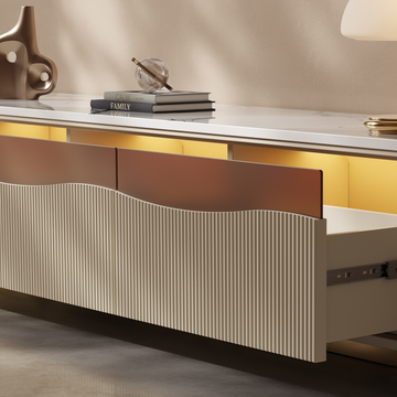 GlowStream Extendable TV Stand & Cassandra Sideboard Set