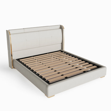 George Modern PU Leather Upholstered White Platform King Bed Frame Set with 2 Nightstands