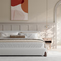 Miya Japandi Sherpa Bed with Extra-Thick Upholstered Headboard--King Size