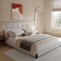 Miya Japandi Sherpa Bed with Extra-Thick Upholstered Headboard--King Size