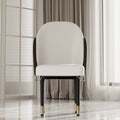 Jackson Modern Leather Set of 2 White Dining Chair with Black Metal Legs