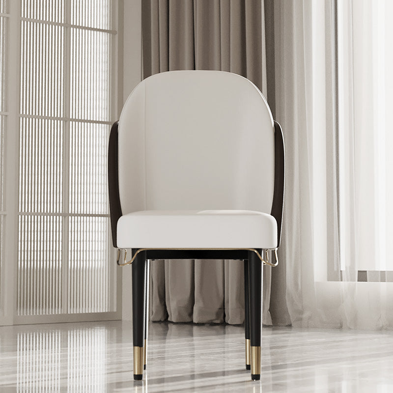 Jackson Modern Leather Set of 2 White Dining Chair with Black Metal Legs