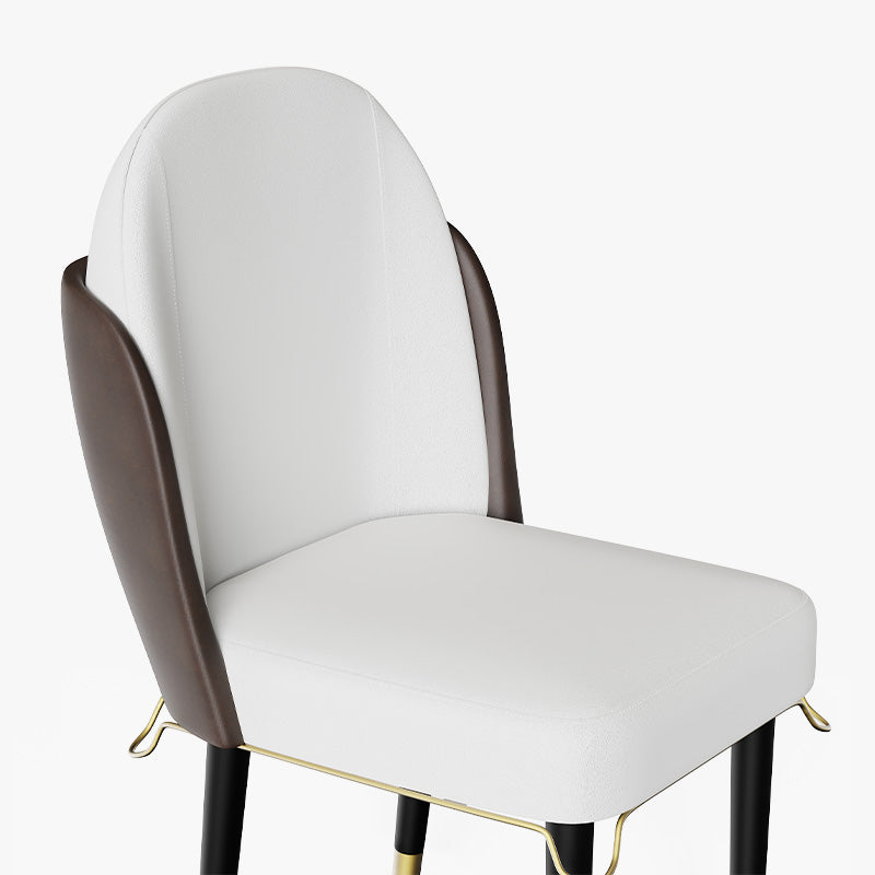 Jackson Modern Leather Set of 2 White Dining Chair with Black Metal Legs