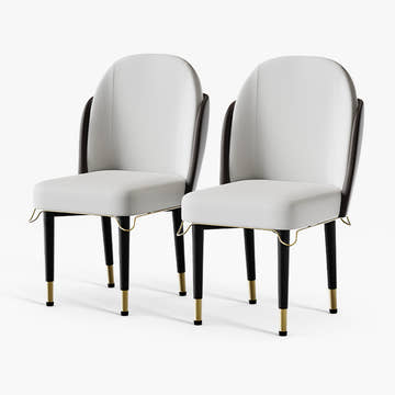 Jackson Modern Leather Set of 2 White Dining Chair with Black Metal Legs