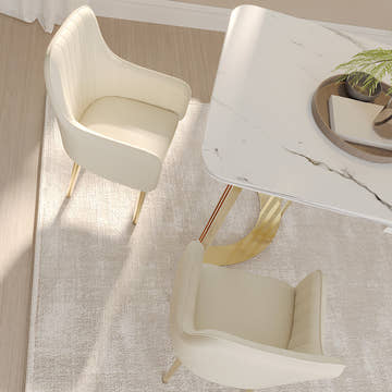 Eden Common Luxury White Dining Chair with Arms (Set of 2)