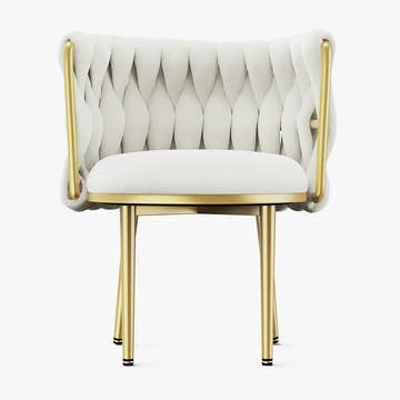 Eden Common Luxury Upholstered Dining Chair with Woven Padded Backrest (Set of 2)