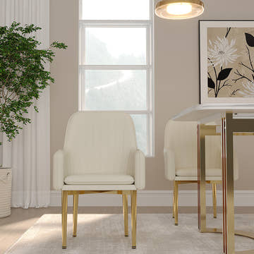 Eden Common Luxury White Dining Chair with Arms (Set of 2)