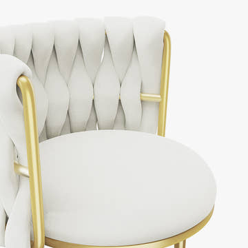 Eden Common Luxury Upholstered Dining Chair with Woven Padded Backrest (Set of 2)