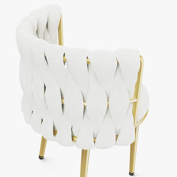 Eden Common Luxury Upholstered Dining Chair with Woven Padded Backrest (Set of 2)