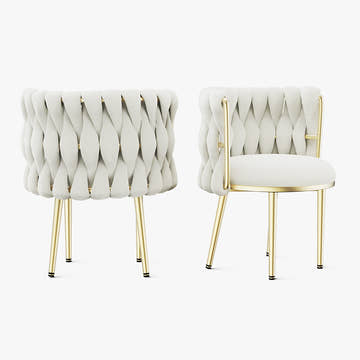 Eden Common Luxury Upholstered Dining Chair with Woven Padded Backrest (Set of 2)