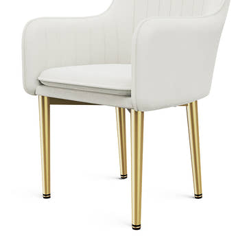 Eden Common Luxury White Dining Chair with Arms (Set of 2)
