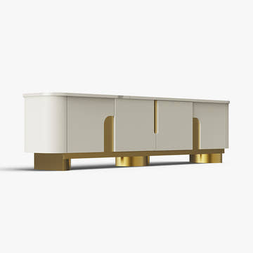 Elina Nordic White Rounded-Corner TV Stand & Coffee Table Set for Modern Living Room