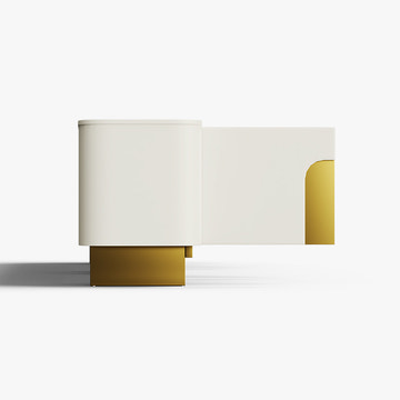 Elina Nordic White Rounded-Corner TV Stand & Coffee Table Set for Modern Living Room