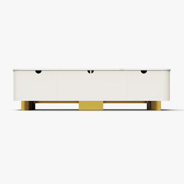 Elina Nordic White Rounded-Corner TV Stand & Coffee Table Set for Modern Living Room