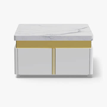 Sophie Common Luxury Small White Square Coffee Table with storage Drawers